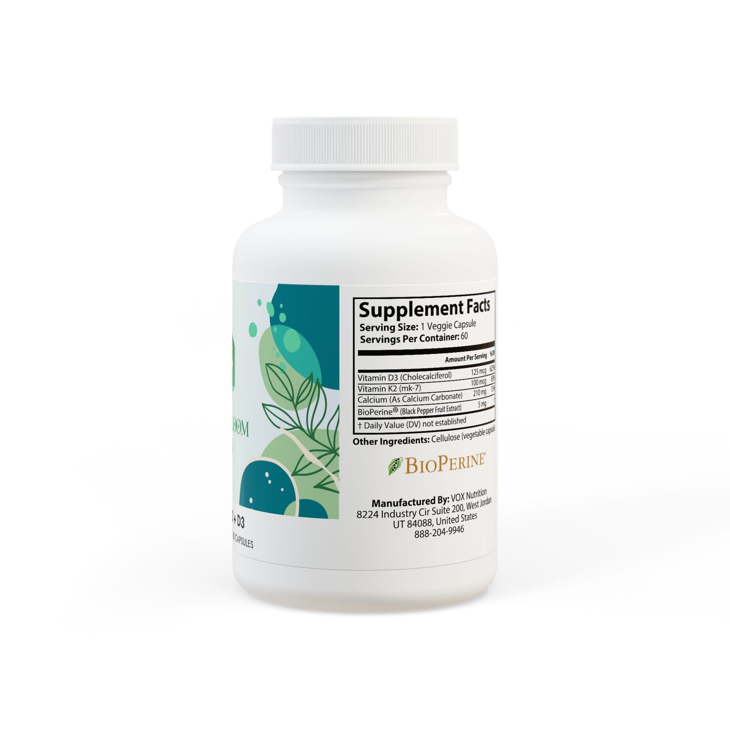 Vitamin K2 + D3 Supplement (60 Capsules)